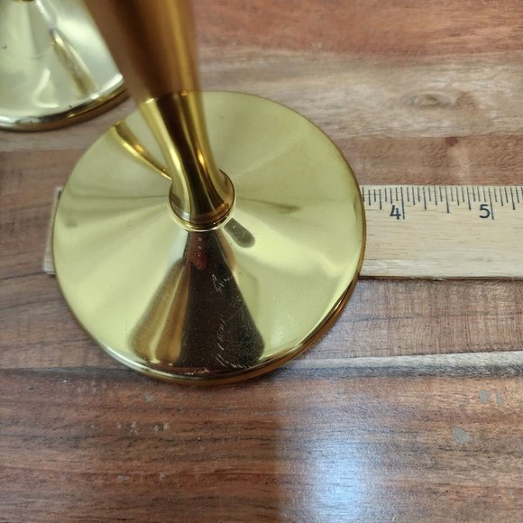 Set of 2 Partylite Gold Tone Brass Taper Candlestick Candleholders 7” - Picture 11 of 12